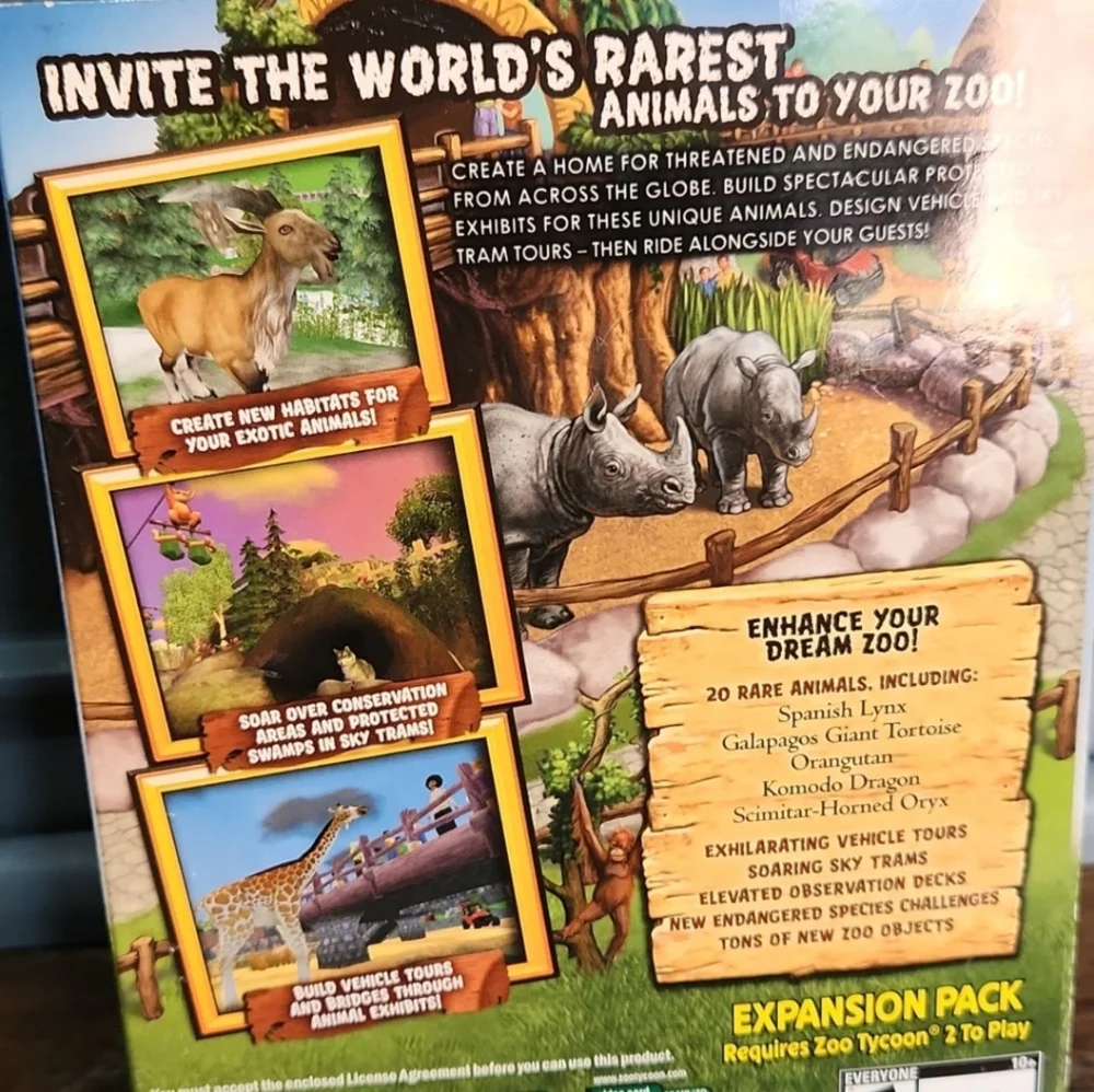 NWT Zoo Tycoon 2 Endangered Species Expansion Pack PC CD-ROM computer game